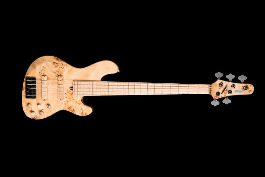 Shiono, custom handmade electric bass | Shank Instruments Milan shiono-electric-bass-poplar-burl