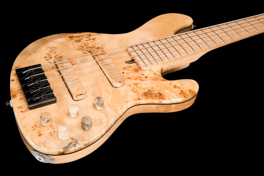 Shiono, custom handmade electric bass | Shank Instruments Milan shiono-electric-bass-poplar-burl