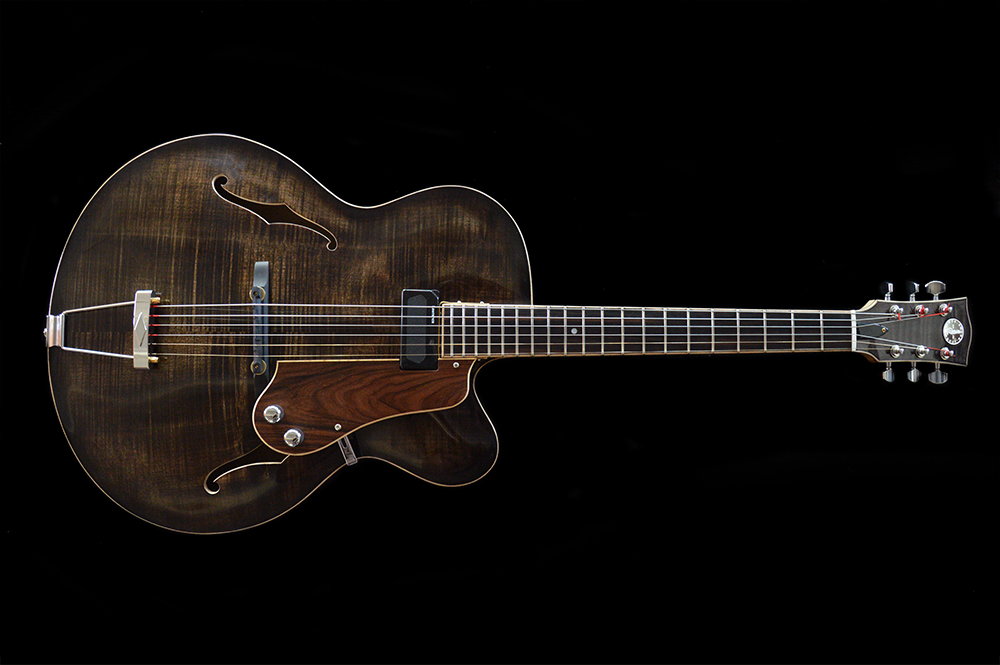 Shank-Instruments-chitarra-archtop-liuteria-milano-acero-marezzato-massello Chitarra archtop jazz liuteria Shank Instruments Milano
